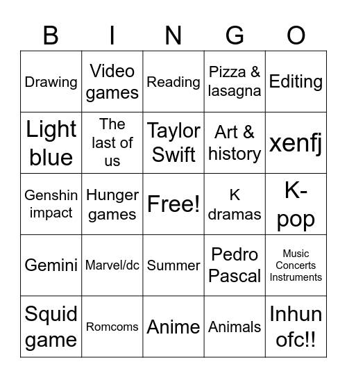 Lili's bingo!! Bingo Card