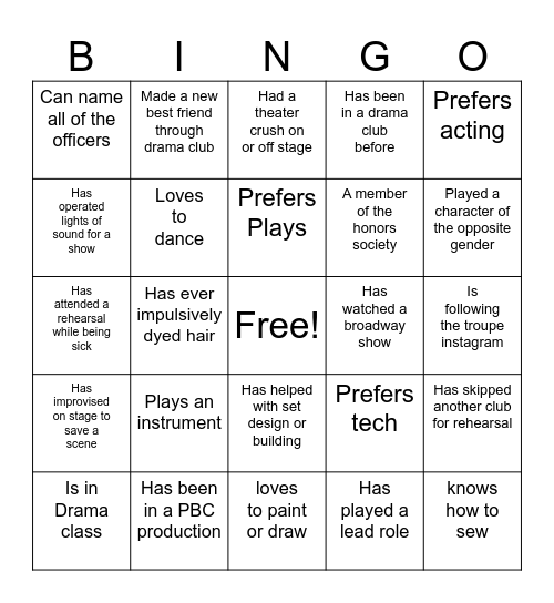 Get To Know You Bingo Card