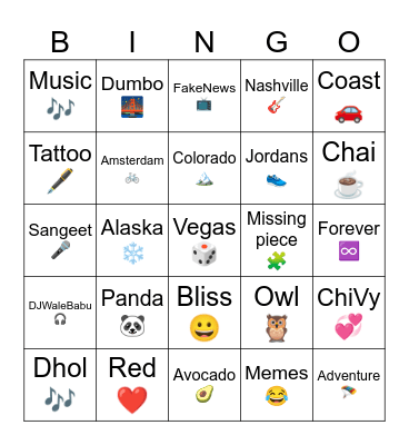 ChiVy Bingo Card