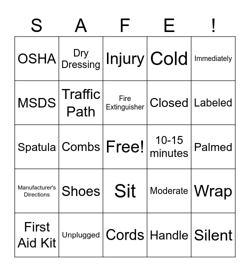 Safety BINGO Card