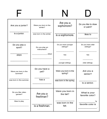 Find Someone Who... Bingo Card