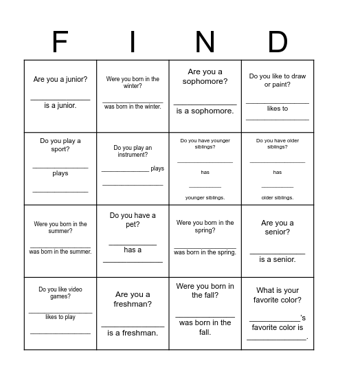 Find Someone Who... Bingo Card