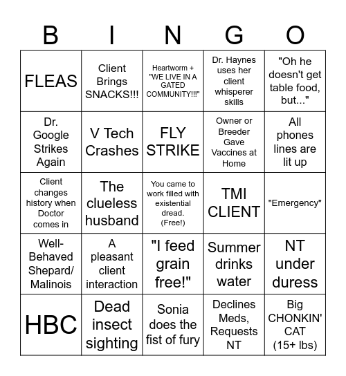 DVH Bingo Card