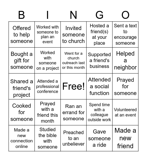 Leveraging Relationships Bingo Card
