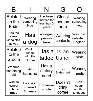 Guest Bingo Card