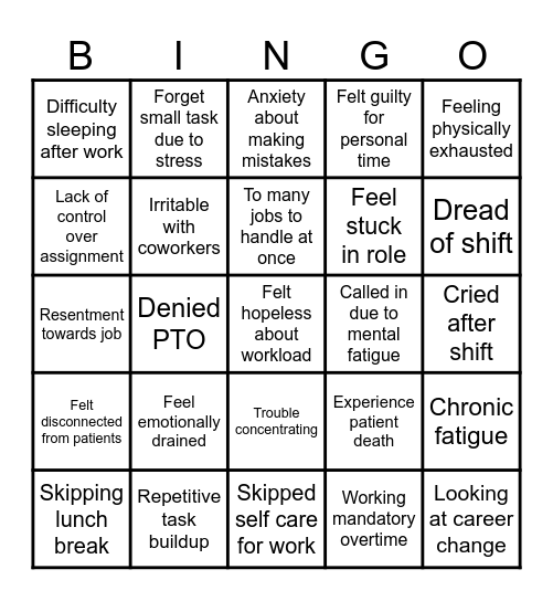 Wellness Bingo Card