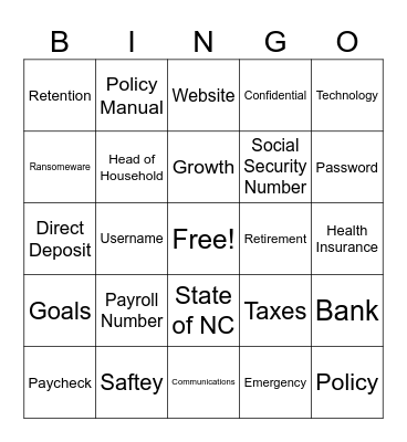 Onboarding BINGO Card