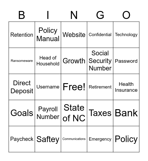 Onboarding BINGO Card