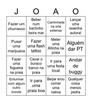 Bing John People Bingo Card