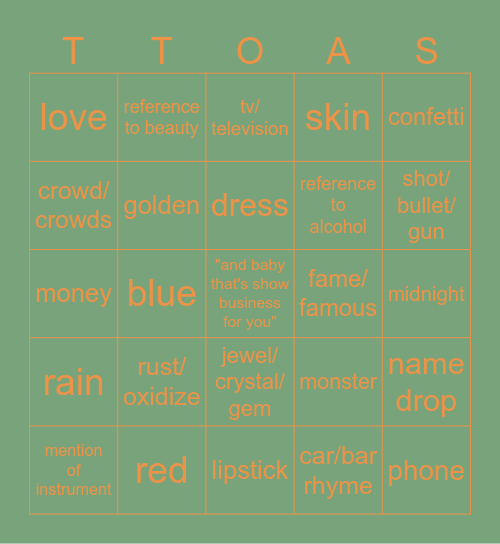 the life of a showgirl lyric predictions Bingo Card