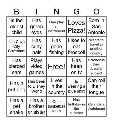 First Day of School Bingo Card