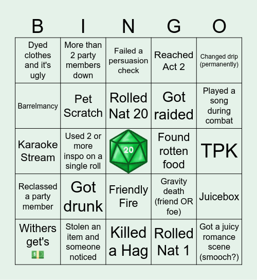 HONOUR(LESS) BINGO Card
