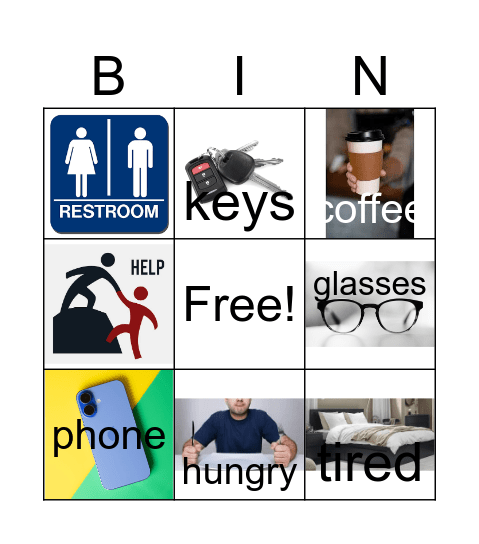 Basic Needs Bingo Card