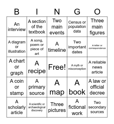 Research Bingo Card