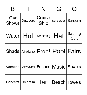 Summer Bingo Card