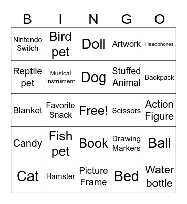 Scavenger Hunt Bingo Card