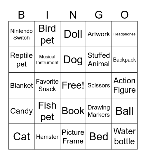 Scavenger Hunt Bingo Card