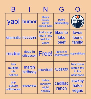 OILERS GC Bingo Card