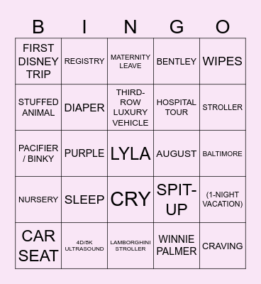 Maddie's Baby Shower Bingo! Bingo Card