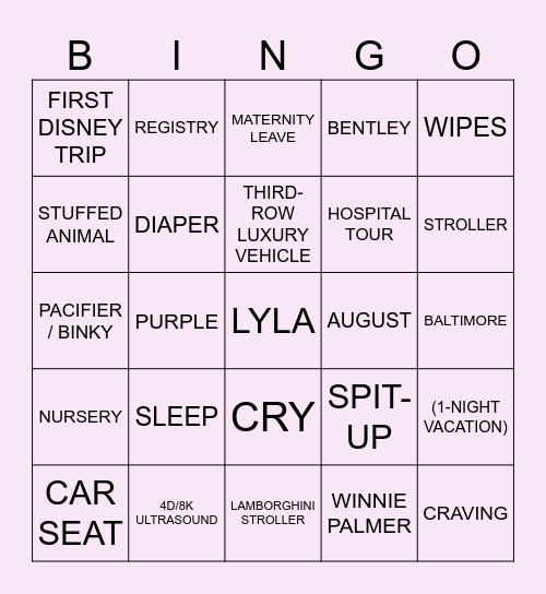 Maddie's Baby Shower Bingo! Bingo Card