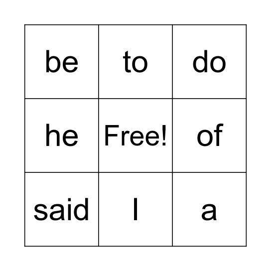 Heart words list 1 Bingo Card
