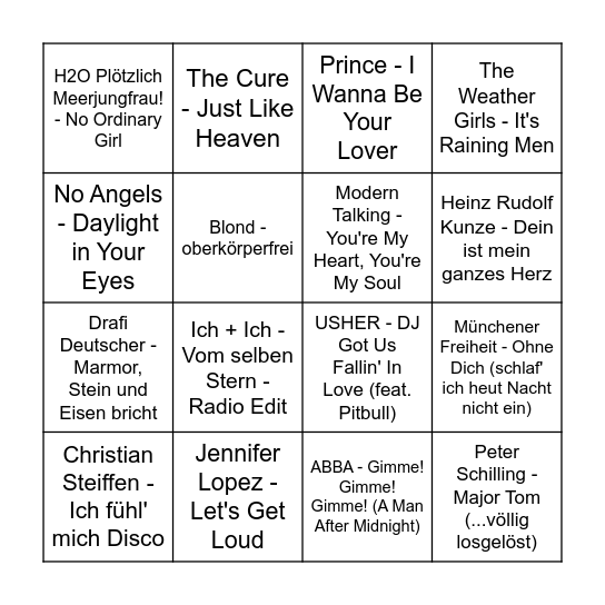 Hochzeit von Nele und Andrea Bingo Card