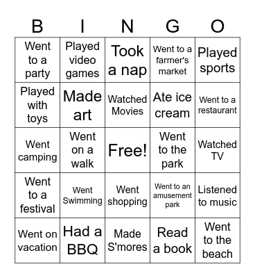 Back to School BINGO Card