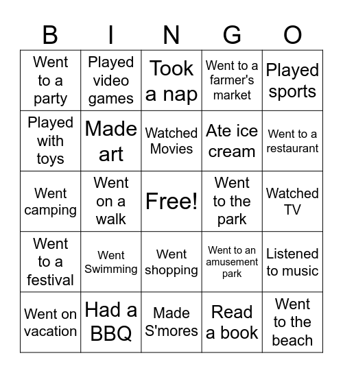 Back to School BINGO Card