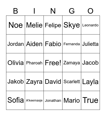 Y3 Block 1 Bingo Card