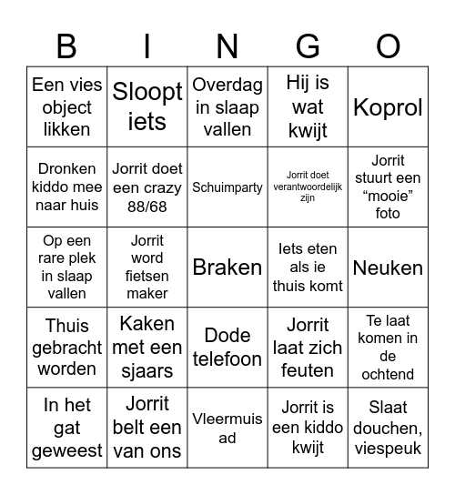 Jorrits Kick-In Bingo Card