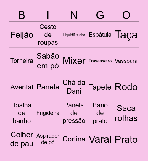 Chá de casa nova da Dani Bingo Card