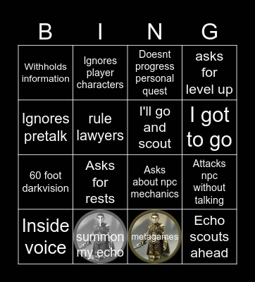 Tom's play card Bingo Card