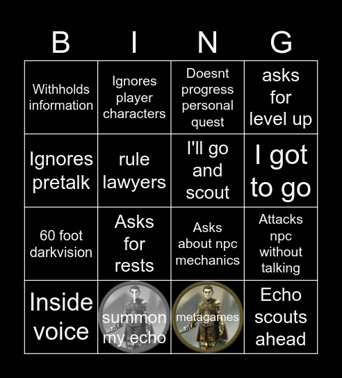 Tom's play card Bingo Card