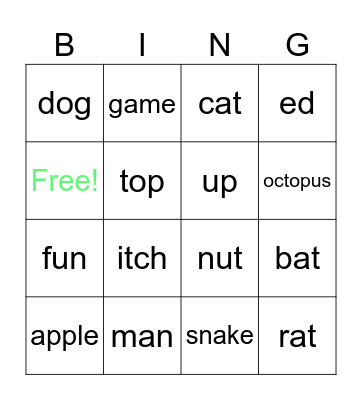 Fundations 1.1.1-1.2.3 Bingo Card