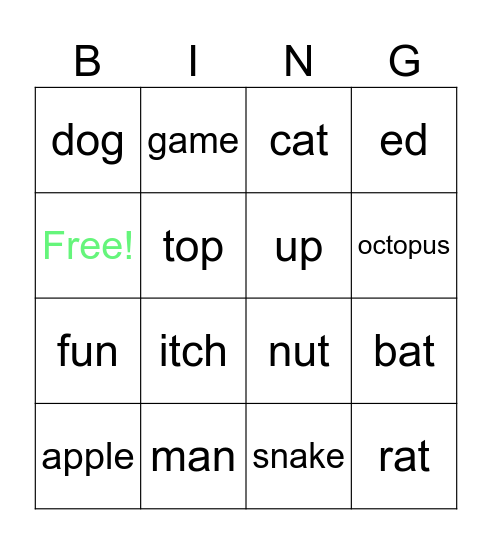 Fundations 1.1.1-1.2.3 Bingo Card