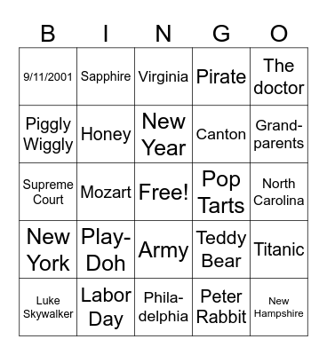 September Trivia Bingo Card