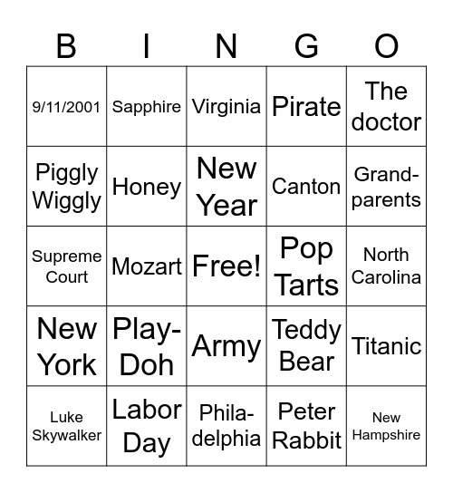 September Trivia Bingo Card