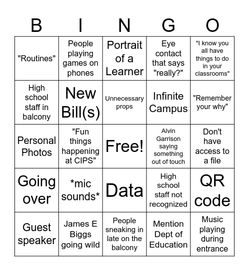 Opening Day Bingo Card