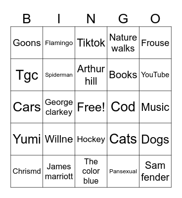 Finn's bingo Card
