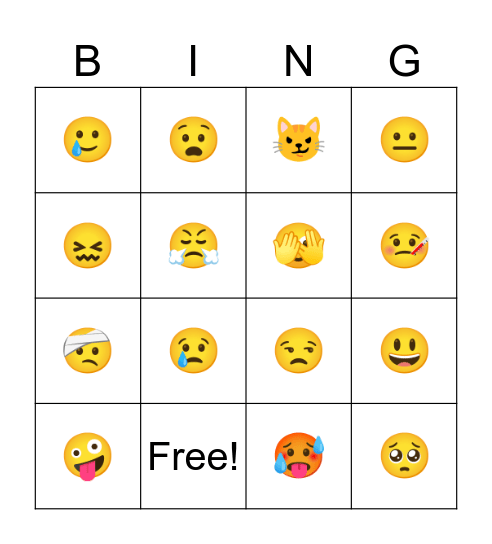 Emotion Emoji Bingo Card