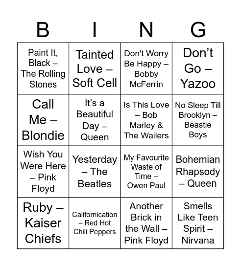 Bingo Niek Bingo Card