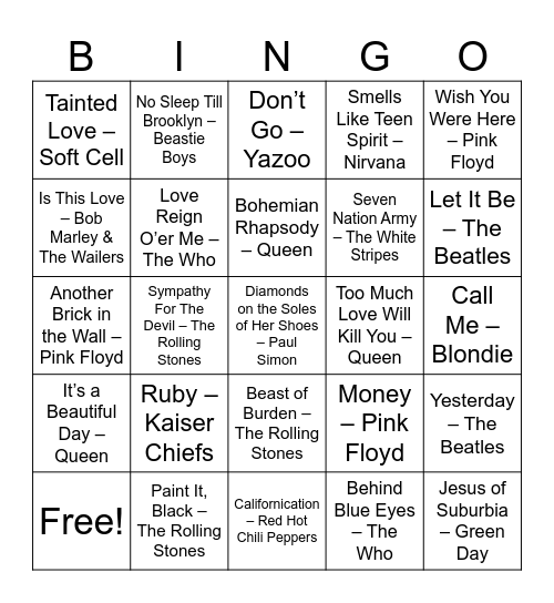 Bingo Niek Bingo Card
