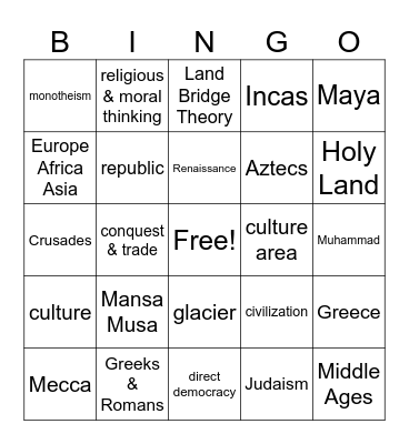 Roots of the American People BINGO! Bingo Card