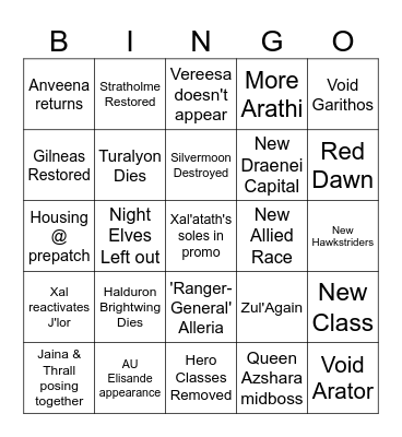 Midnight Bingo Card