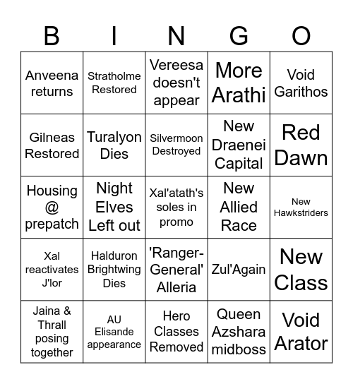 Midnight Bingo Card