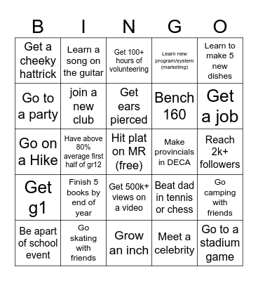 NewYear BINGO Card Bingo Card