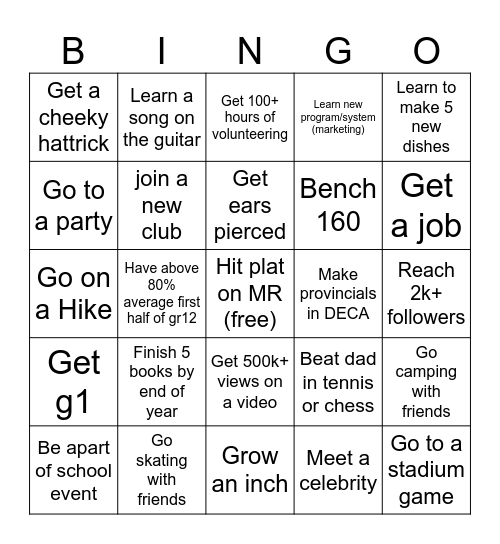 NewYear BINGO Card Bingo Card