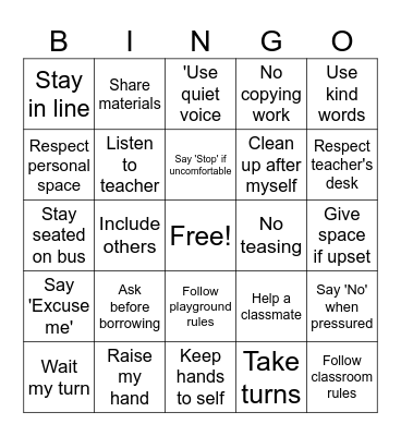 Boundaries Bingo Card