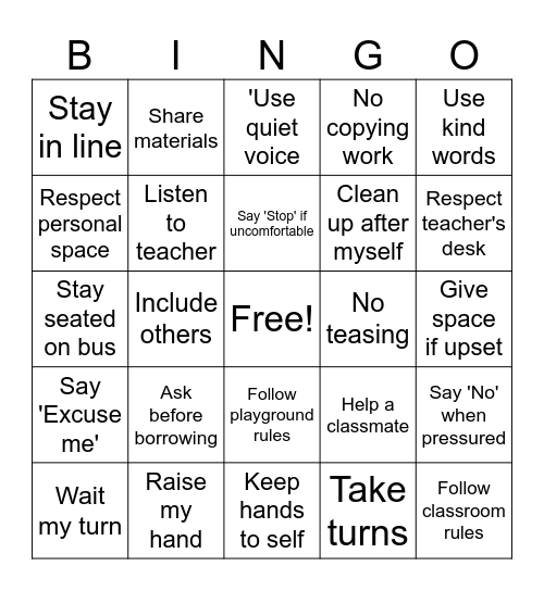 Boundaries Bingo Card