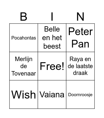 Disney Bingo Card